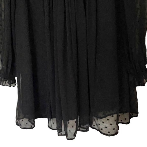 Zara Pleated Black Swiss Dot Sheer Mini Dress, Size X-Small - Picture 6 of 13